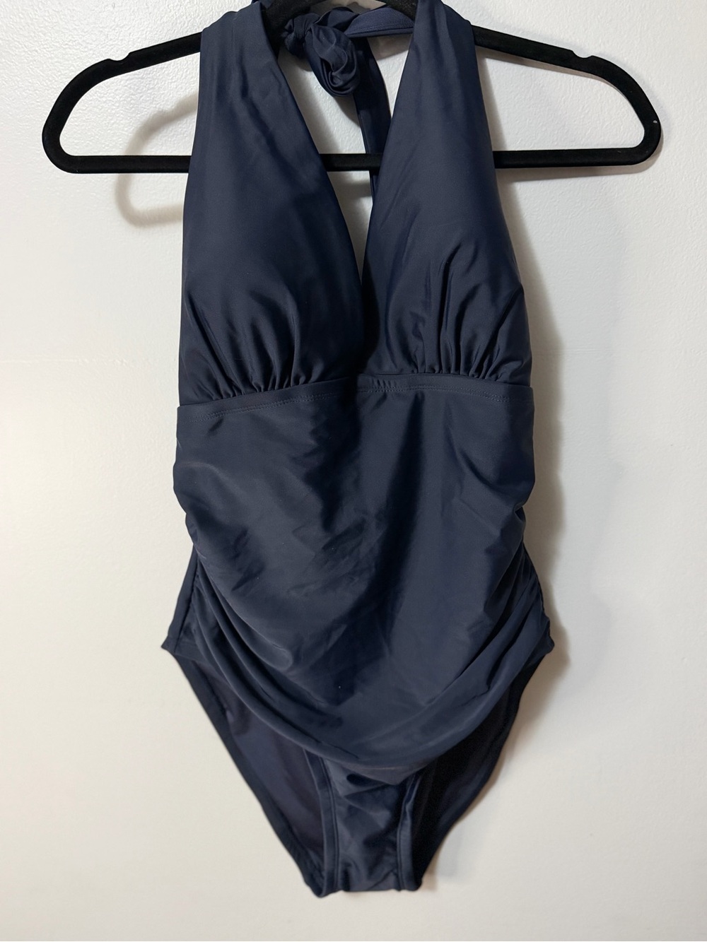 Tommy Hilfiger One Piece Swimsuit Womens 14 Navy Halter Ruched Swim